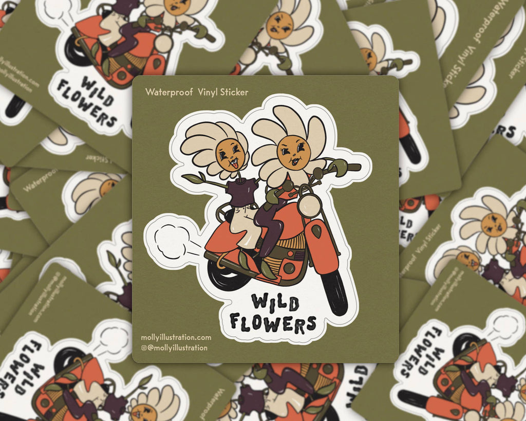 Wild Flowers Waterproof Kiss Cut Vinyl Sticker