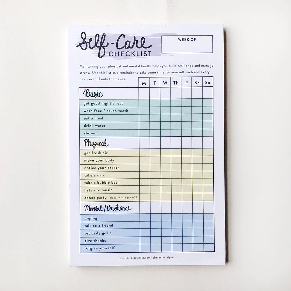Self Care Checklist Notepad