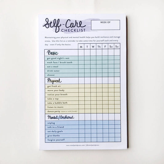 Self Care Checklist Notepad