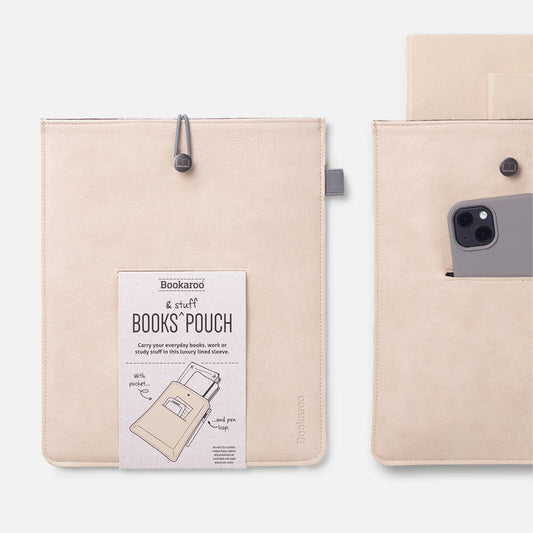 Bookaroo Books & Stuff Pouch- Cream and Black