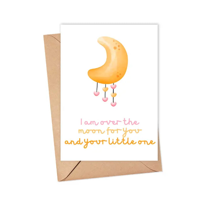 Over the Moon Baby Card