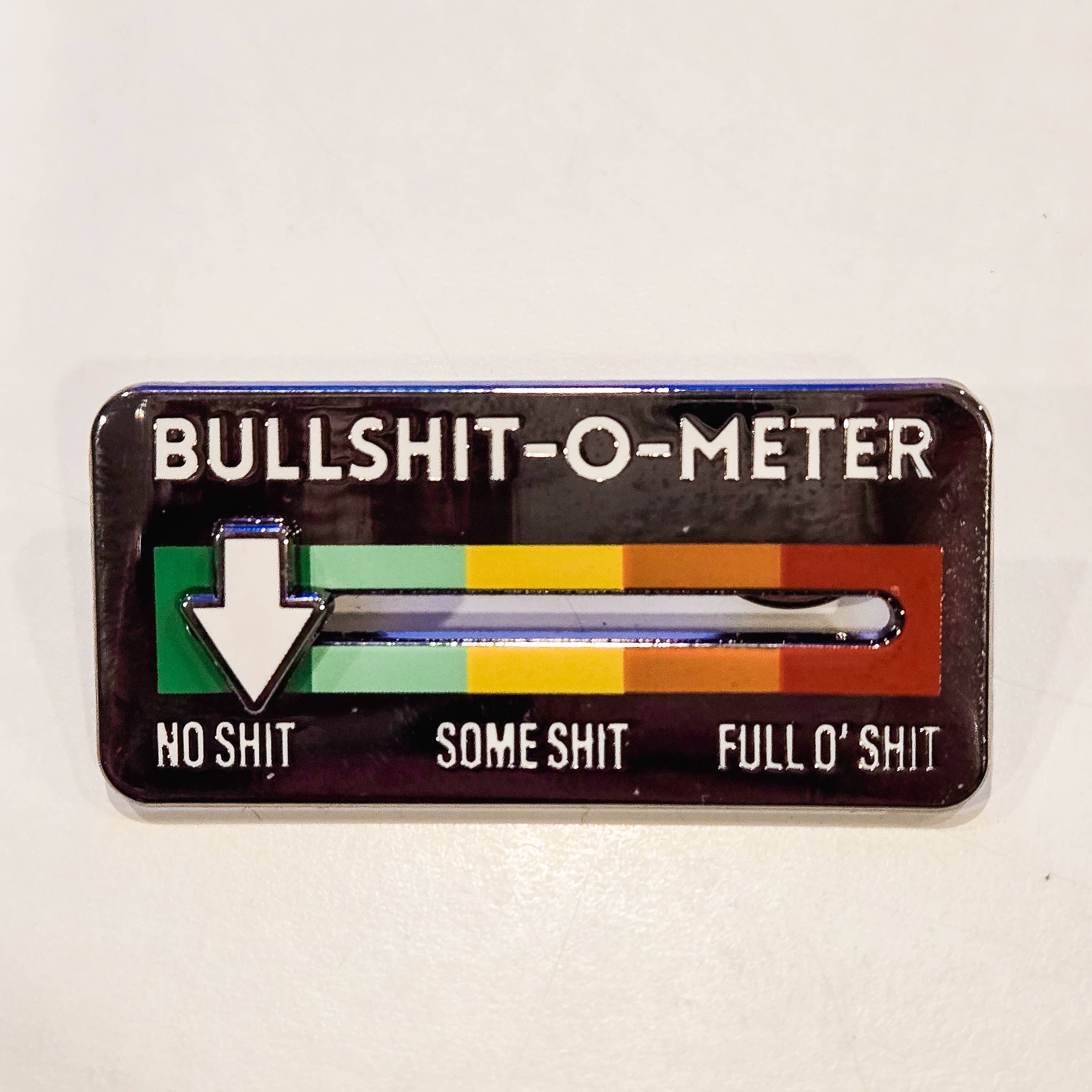 Bullshit-o-Meter Sliding Interactive Pin