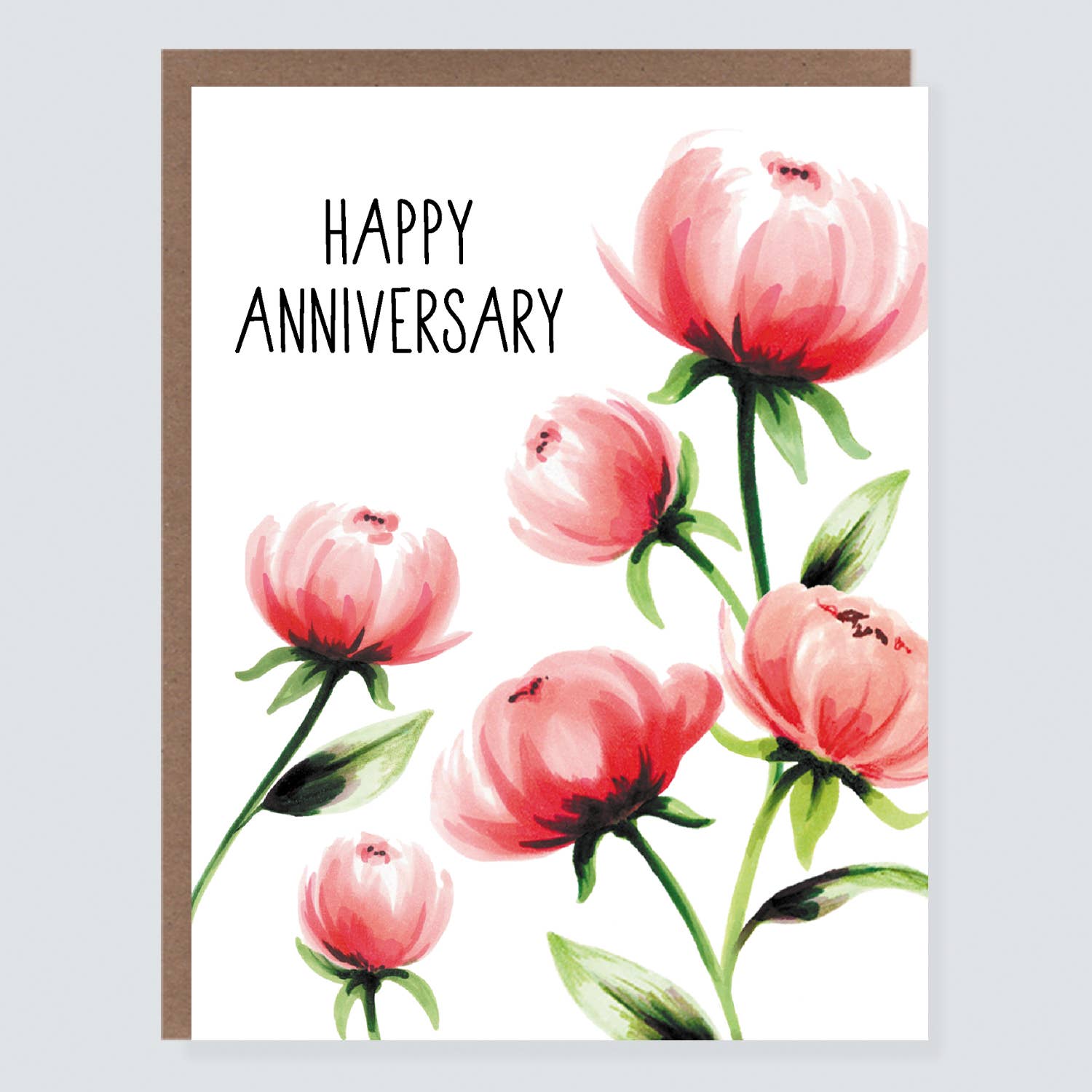 Peonies Floral Anniversary Card
