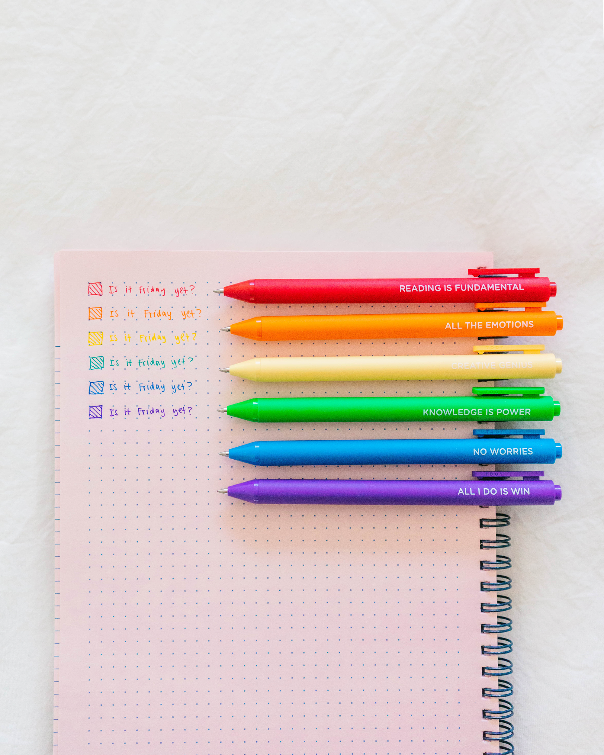 No Worries Jotter Pens - Set of 6