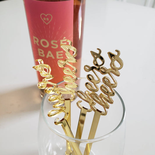 Cheers Gold Cocktail Stirrers - single