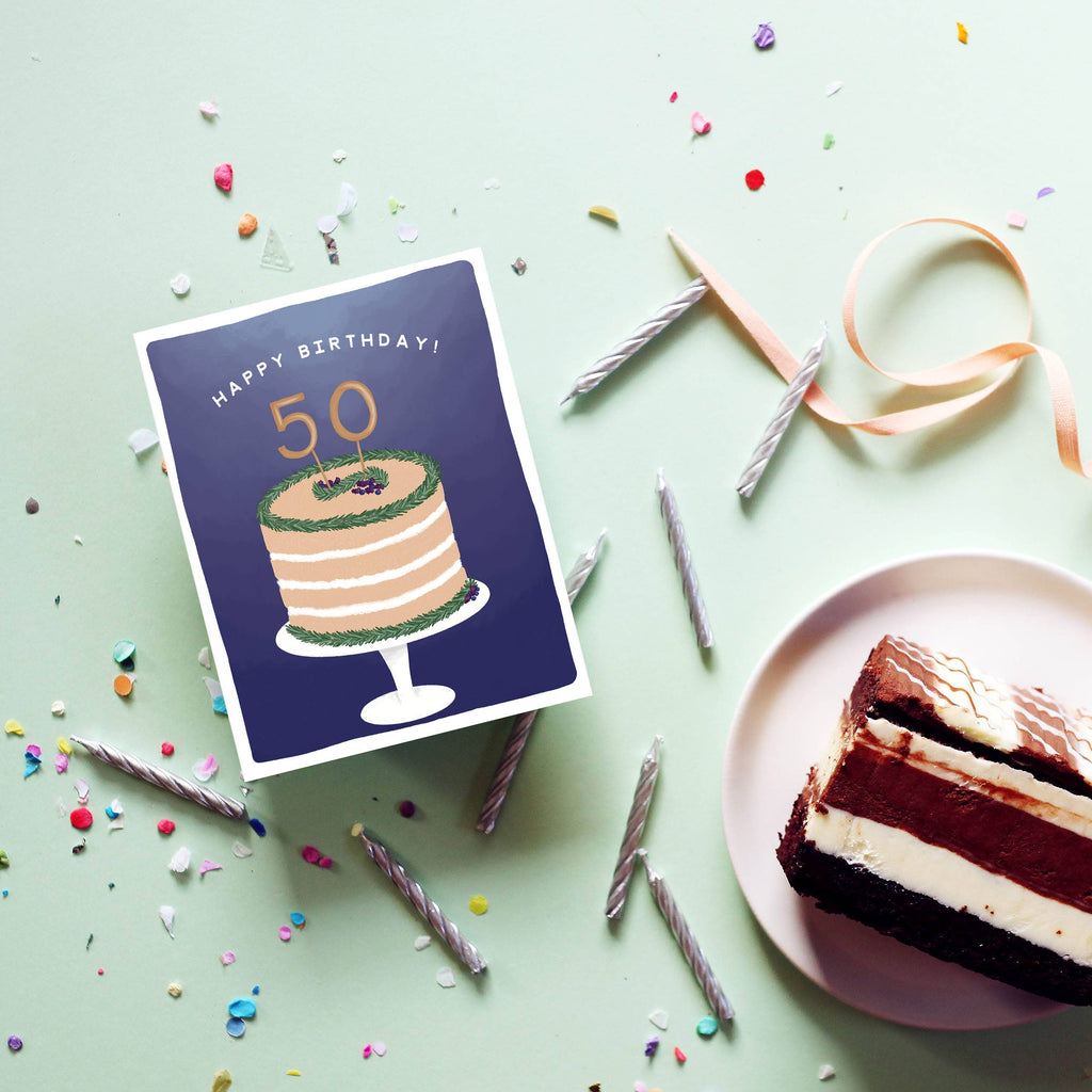 Happy 50th Birthday Cake Card