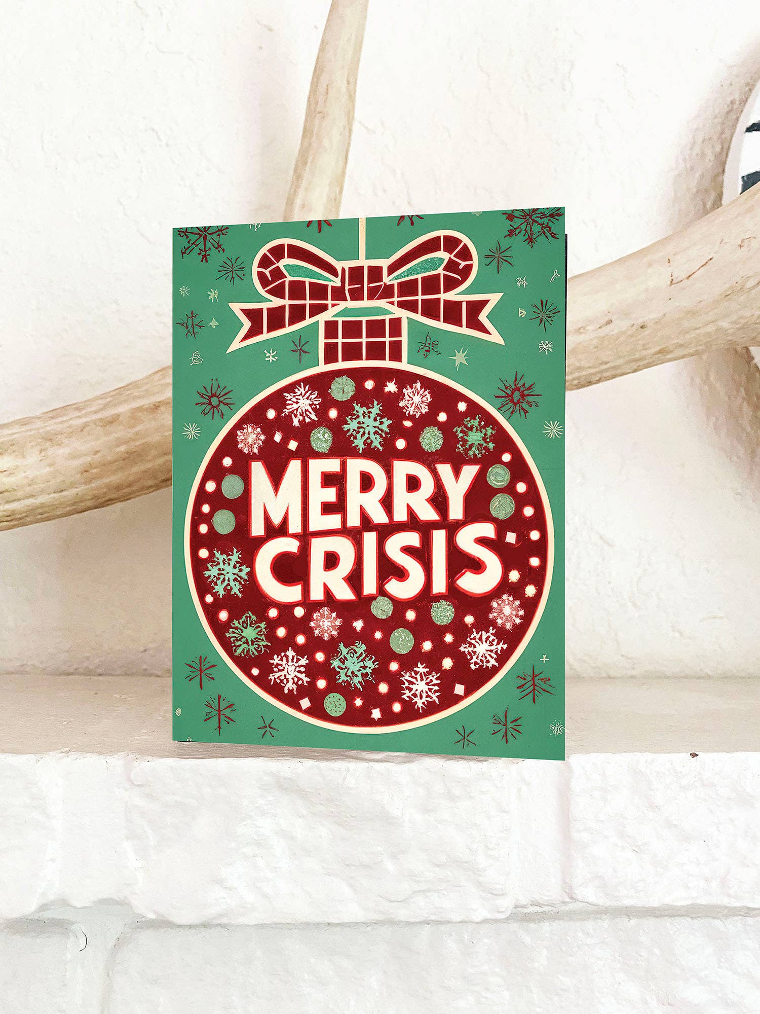 Merry Crisis - Funny Retro Vintage Red Christmas Card