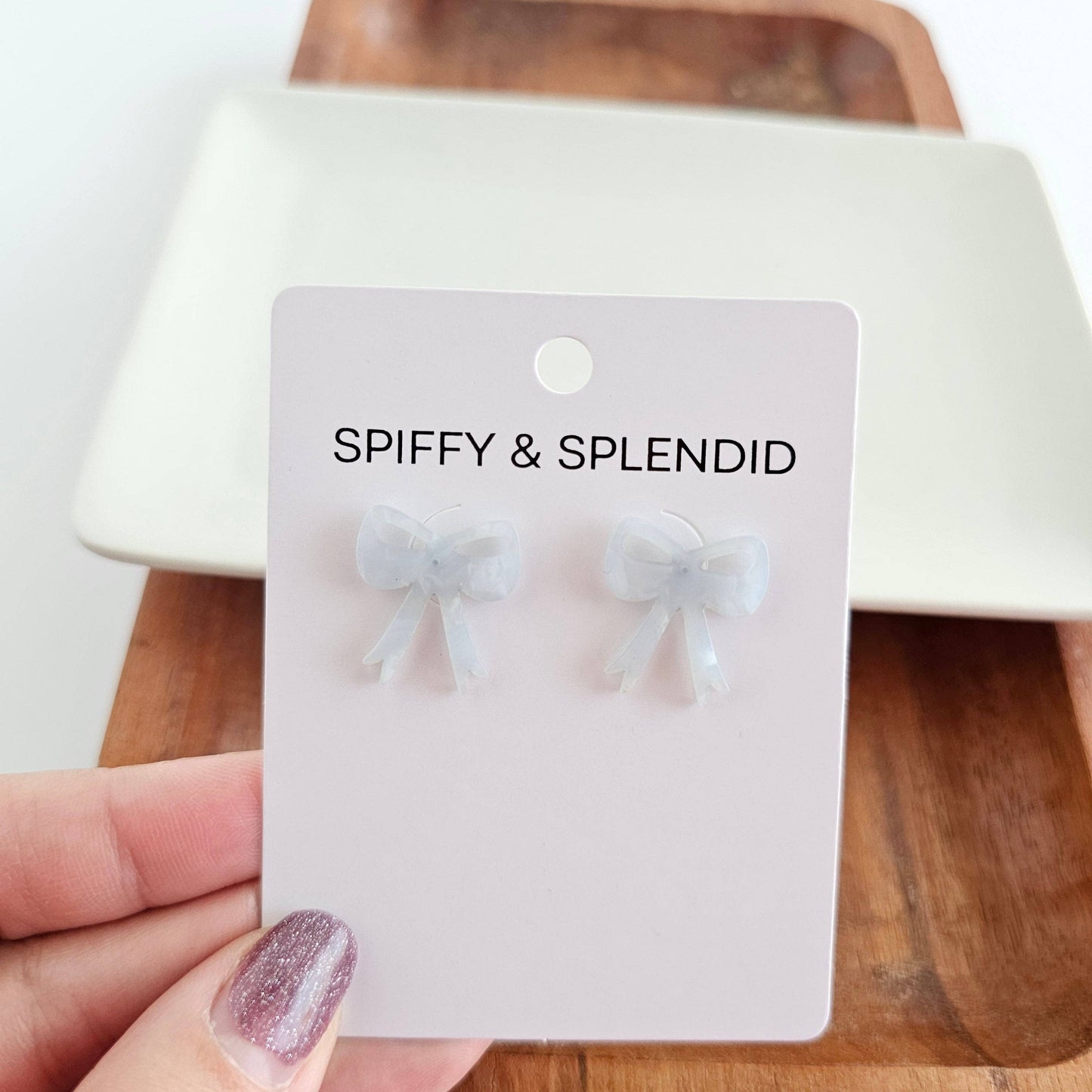 Light Blue Bow Studs