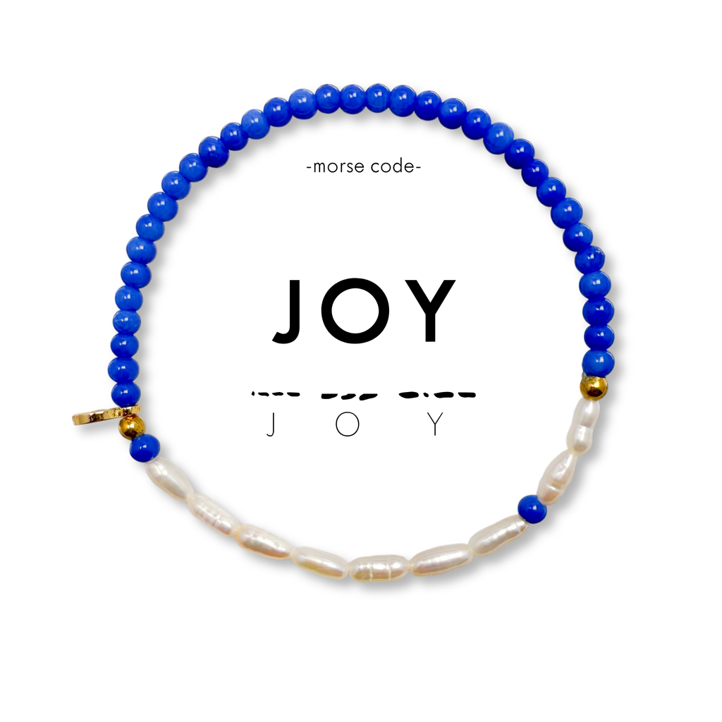 3mm Morse Code Pearl & Stone Beaded Bracelet | JOY