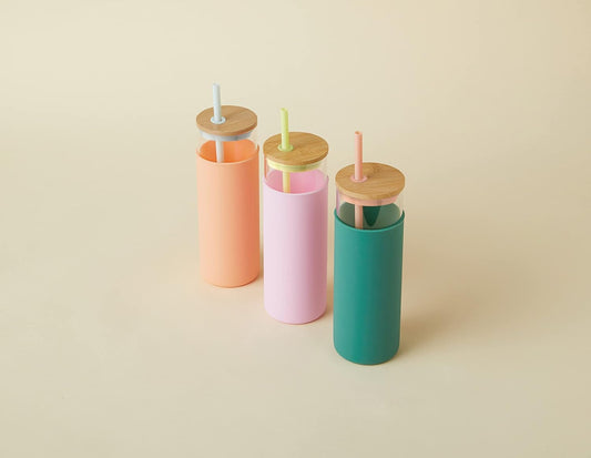 Mint & Peach Tumbler With Straw