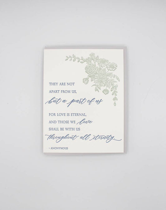 Not Apart From Us Quote Sympathy Letterpress Card