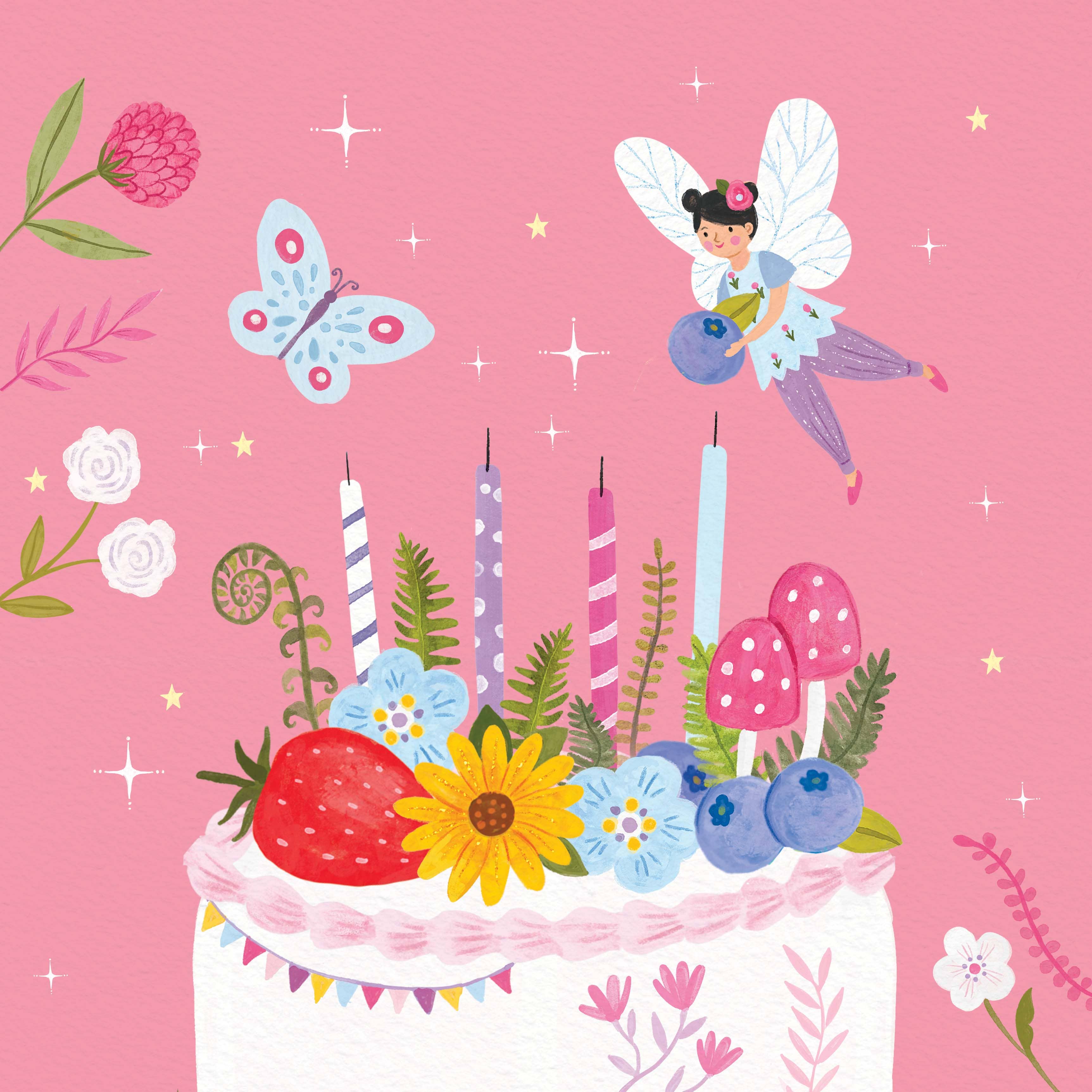 Pink Fairy Cake Girl’s Birthday Pop‑Up Card