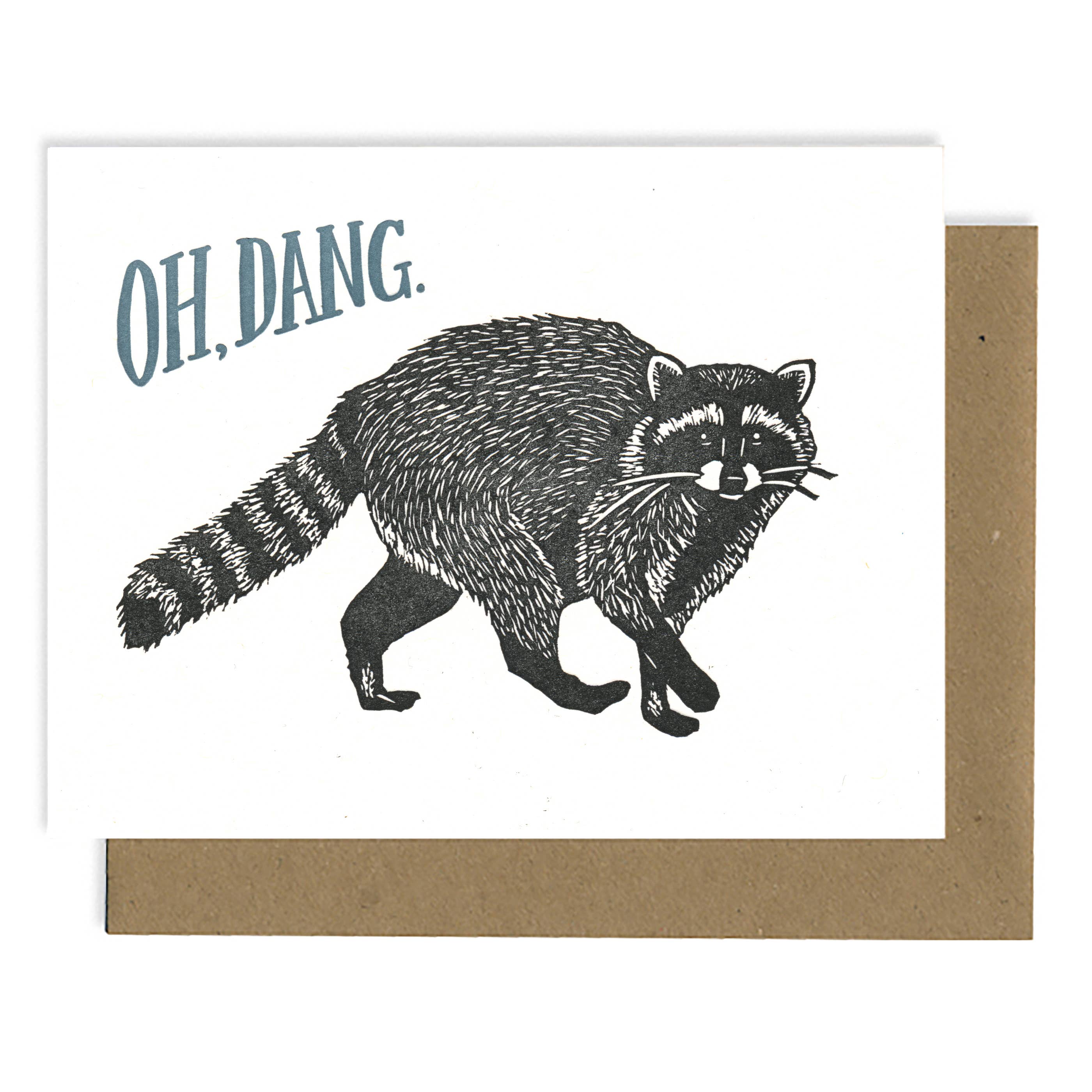 Raccoon Oh Dang Belated B-day card