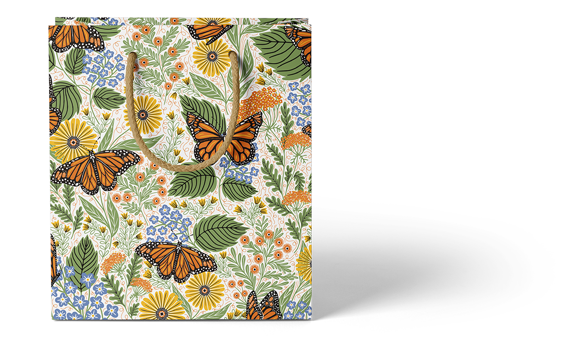 Monarch Garden Gift Bag - Reusable, Butterflies