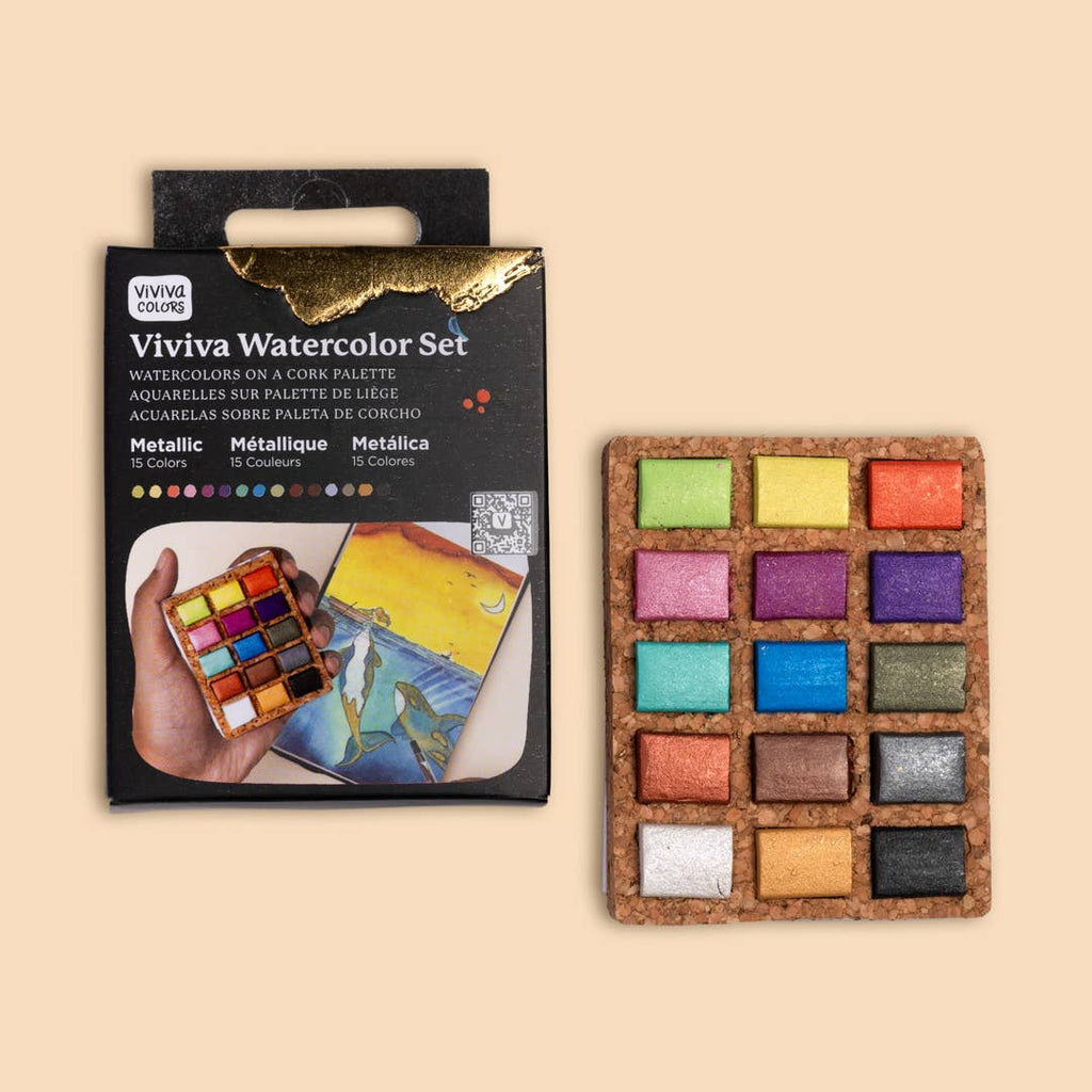 Mini Watercolor Pan - Metallic 15 Color Palette