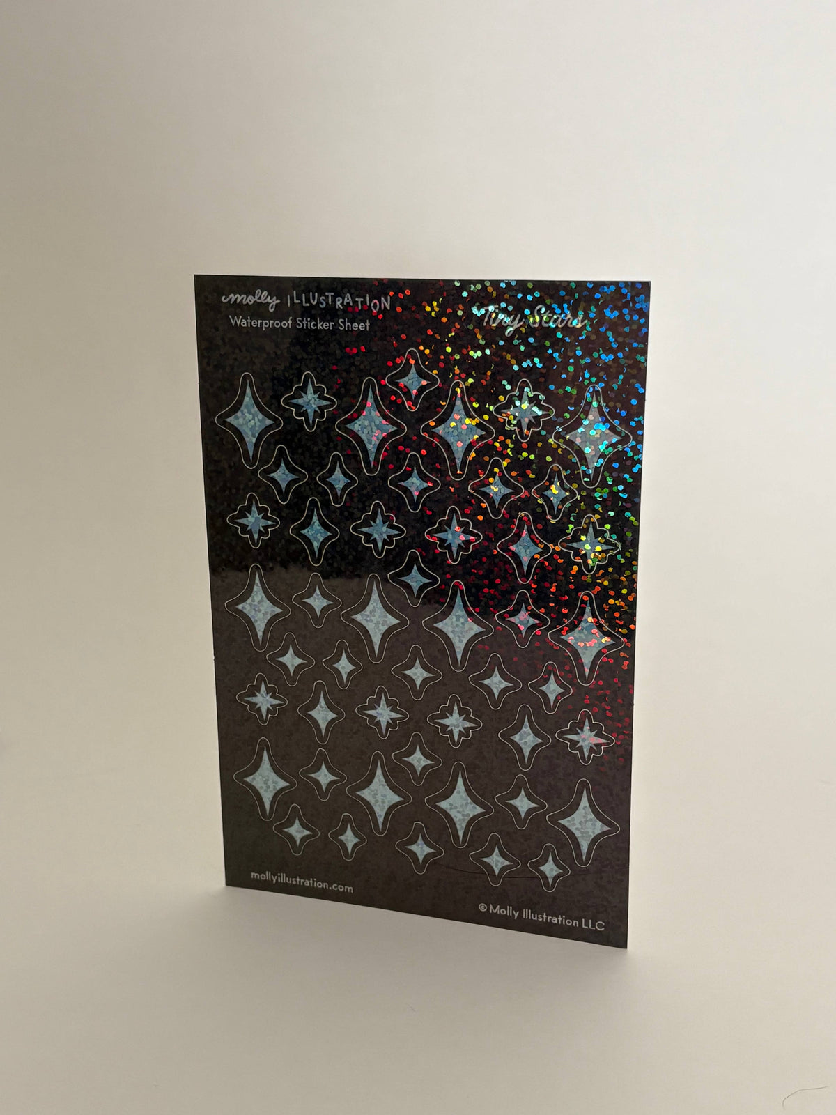 Tiny Stars Rainbow Glitter Waterproof Vinyl Sticker Sheet