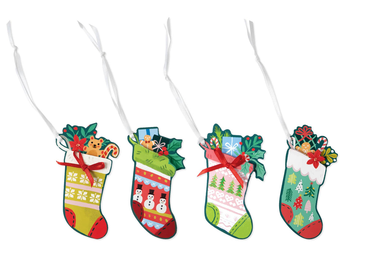 Vintage Stockings Christmas Gift Tags - Boxed Set of 16 tags