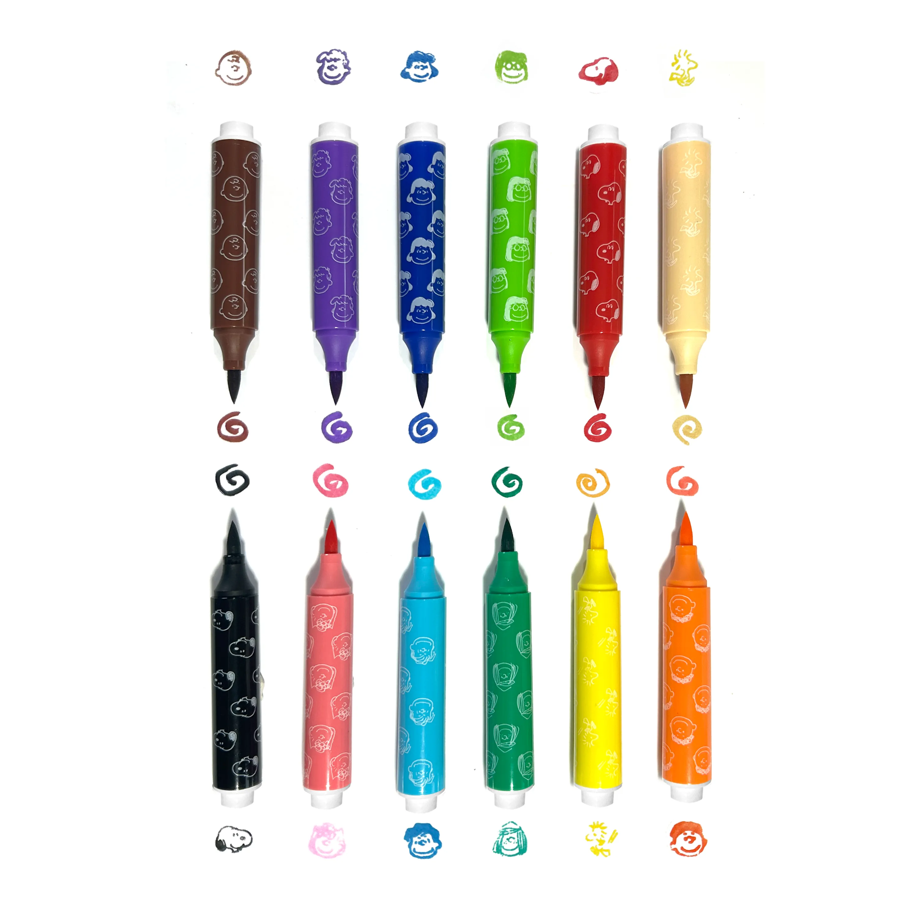 OOLY x Peanuts: Double-Ended Brush & Stamp Markers -Set of 6