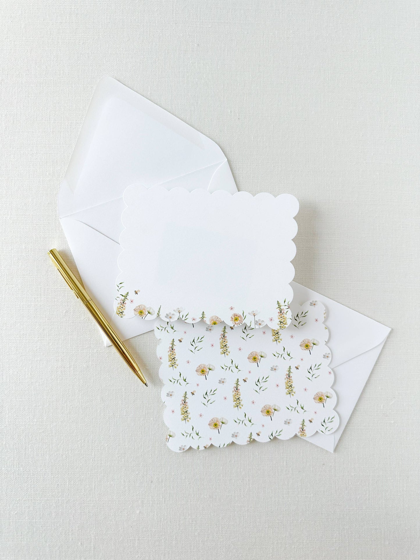 Wild Flowers Scalloped Note Cards