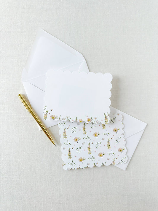 Wild Flowers Scalloped Note Cards