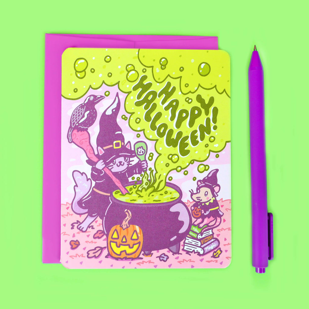 Happy Halloween Cauldron Bubbles Card