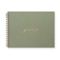 Script Guest Book: Sage Green Linen Cover
