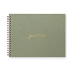 Script Guest Book: Sage Green Linen Cover