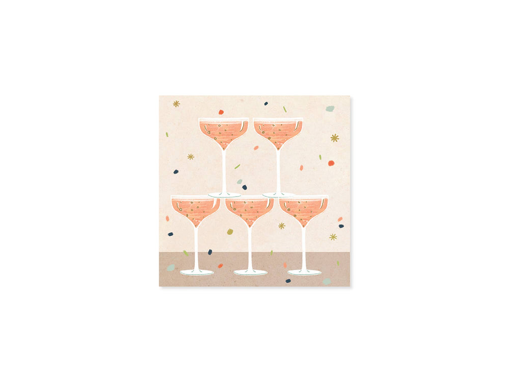 Mini Pop-up Card with Champagne Bottle & Glasses- Cheers!