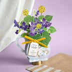 Violet Pop-Up Flower Card with Ribbon Embellishment