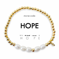 Morse Code Bracelet - Hope - Pearl & Gold Plated