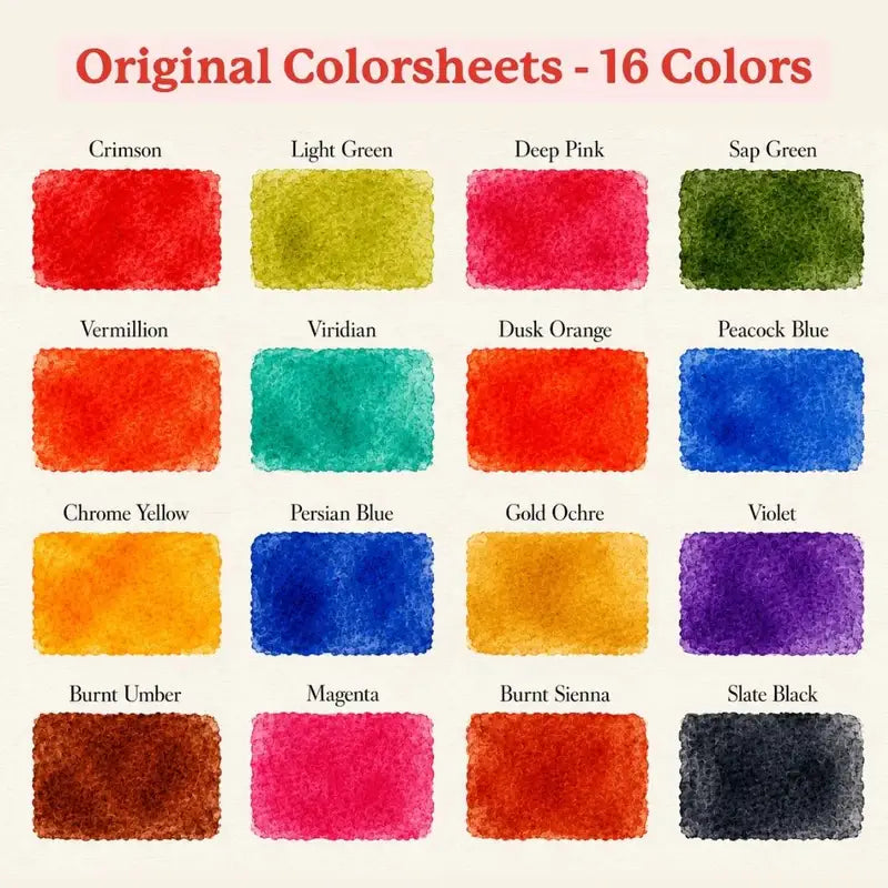 Original Colorsheets - 16 Watercolors | Handmade | Portable
