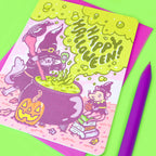 Happy Halloween Cauldron Bubbles Card