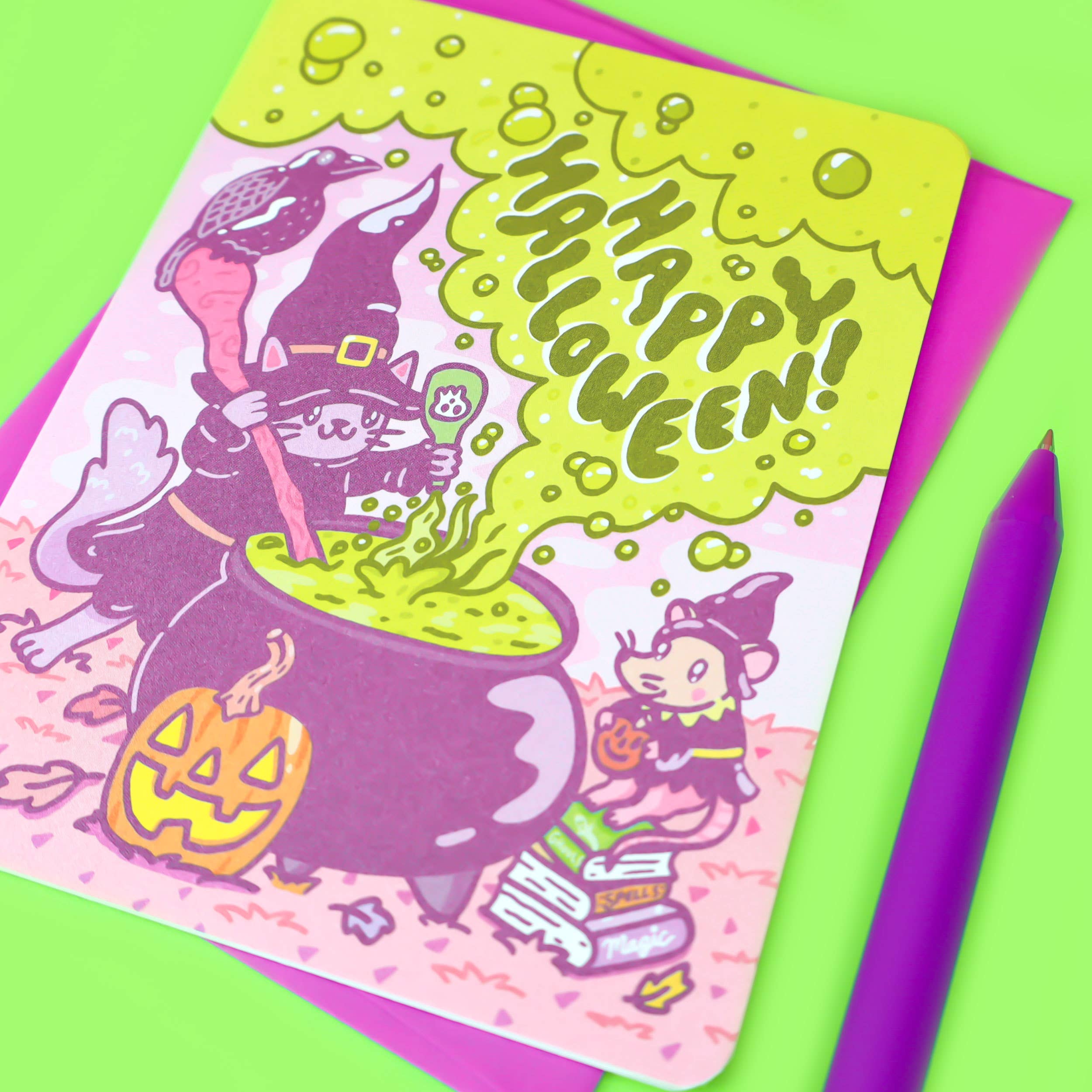 Happy Halloween Cauldron Bubbles Card