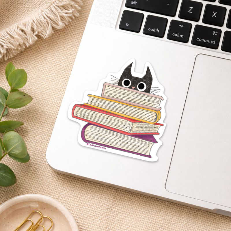 Cat Books | Book Lover Bookish Cat Lover Bookshop Sticker