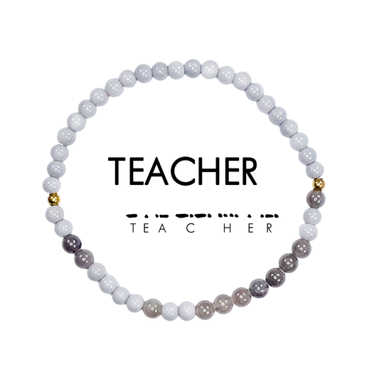 Morse Code Bracelet- Teacher- Light Grey & Smoke