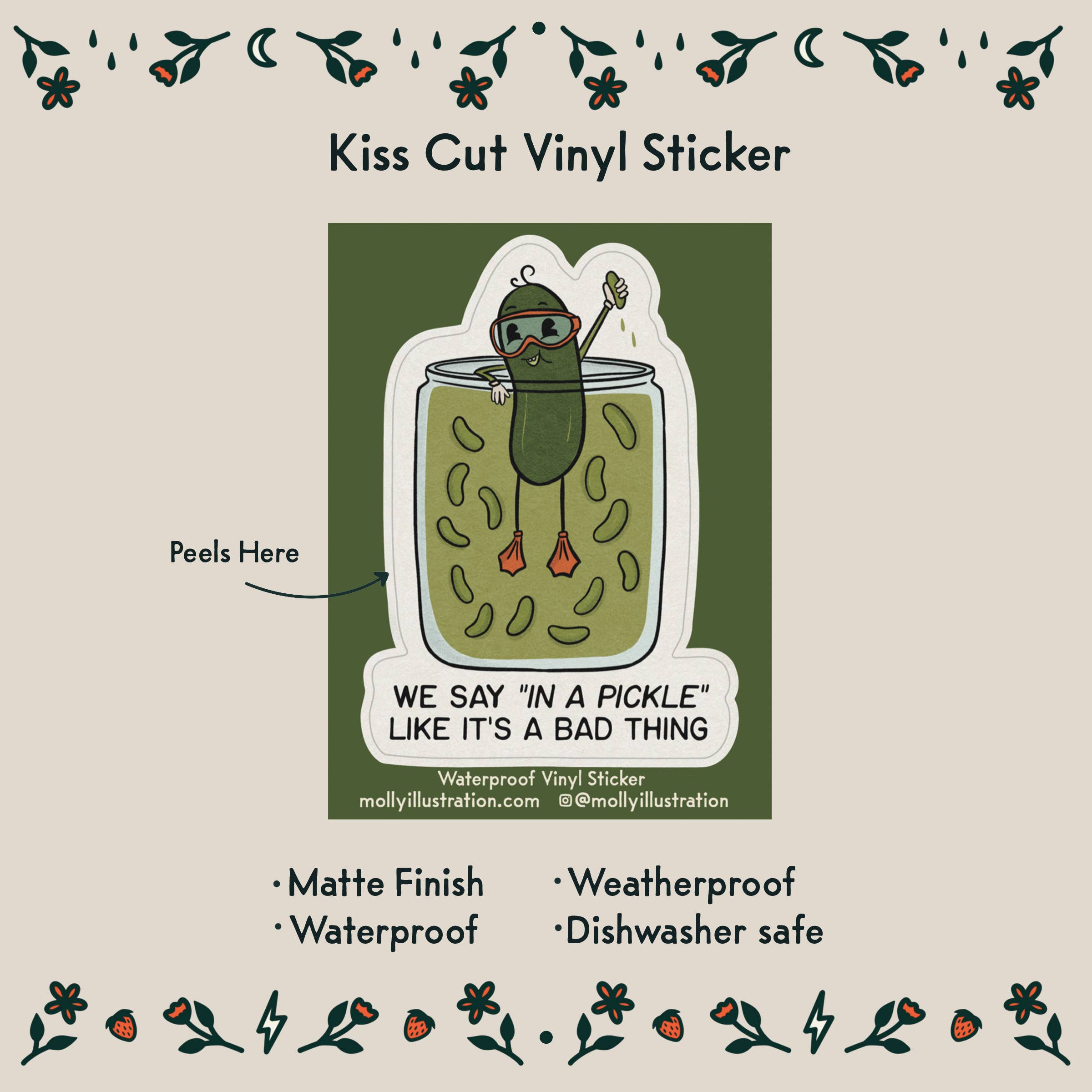 In a Pickle Illustrated Sticker