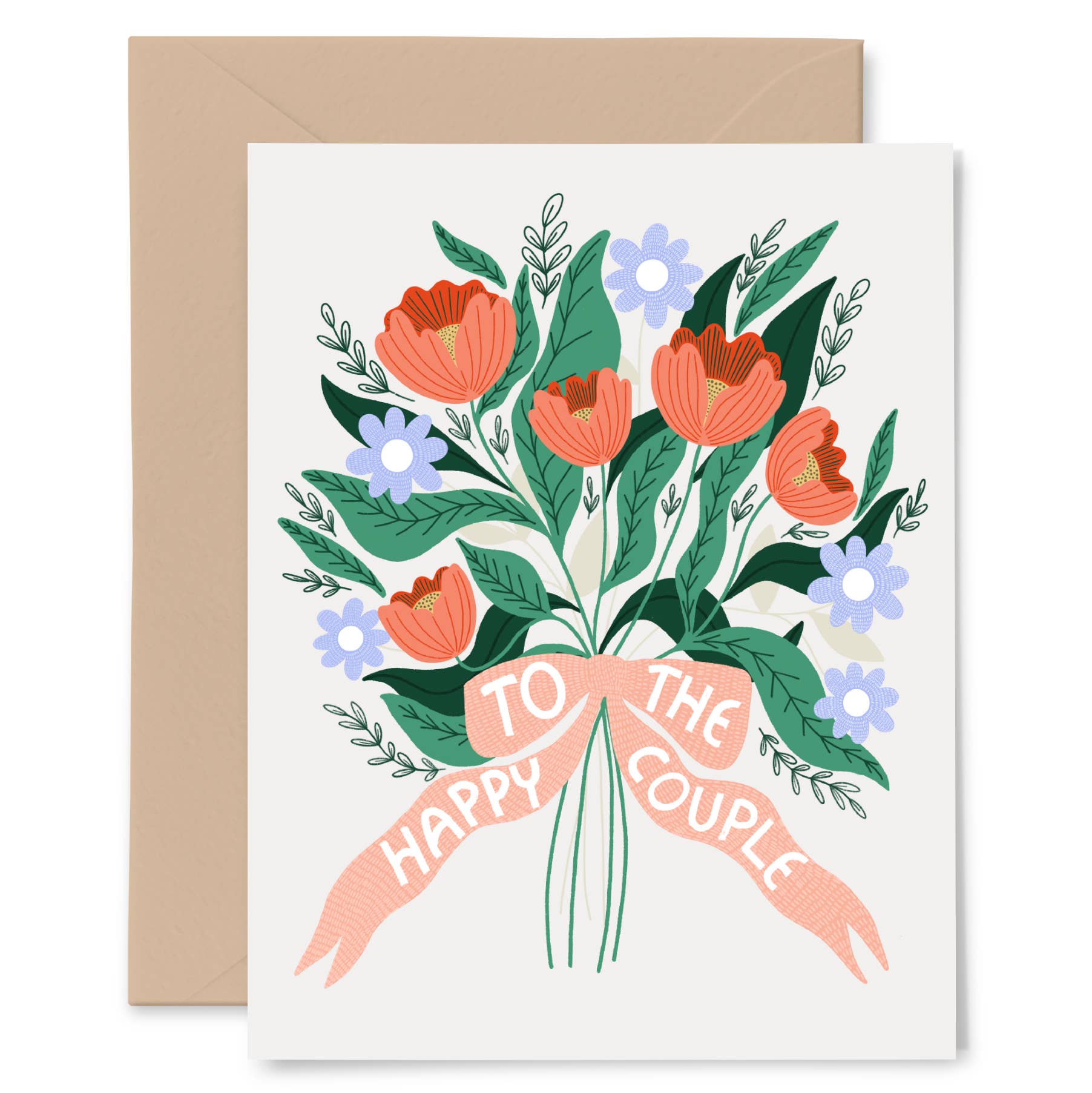 Happy Couple Bouquet Wedding Card