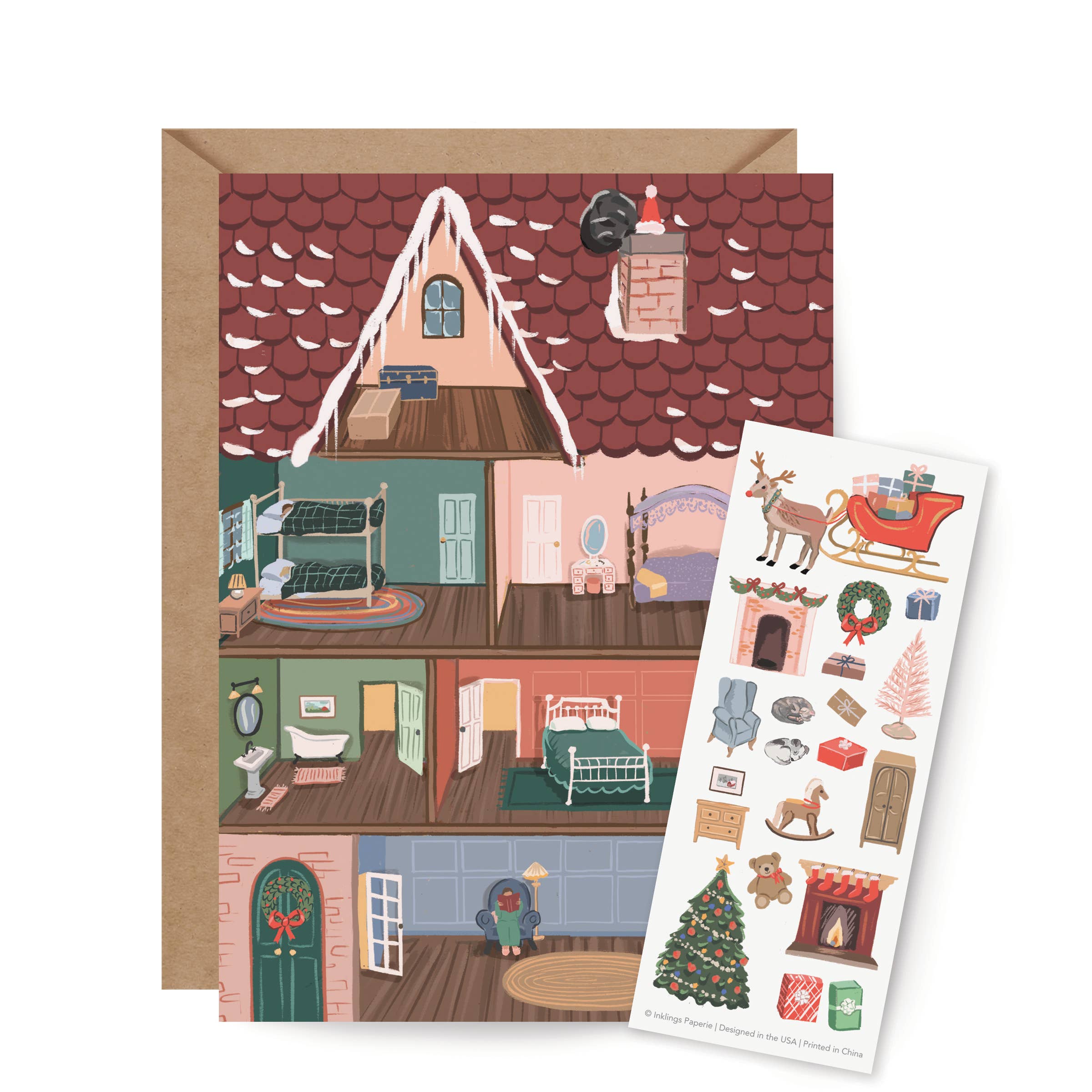 Sticker Scene Card - Holiday House