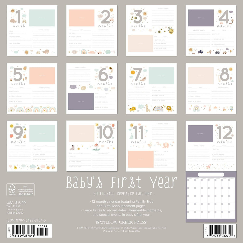 Baby's First Year Undated Wall Calendar