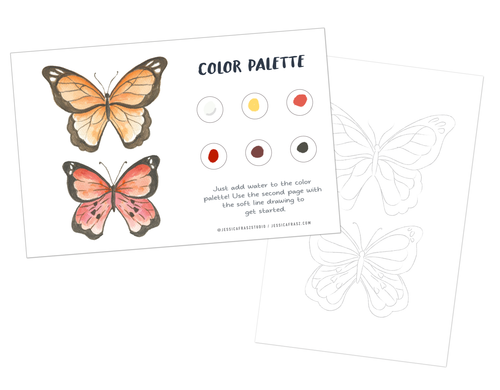 Butterfly Watercolor Painting Art Kit with Outline page