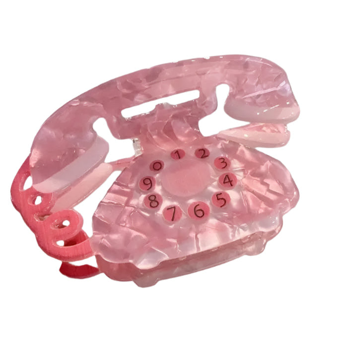 Pink Retro Phone Acetate Hair Claw