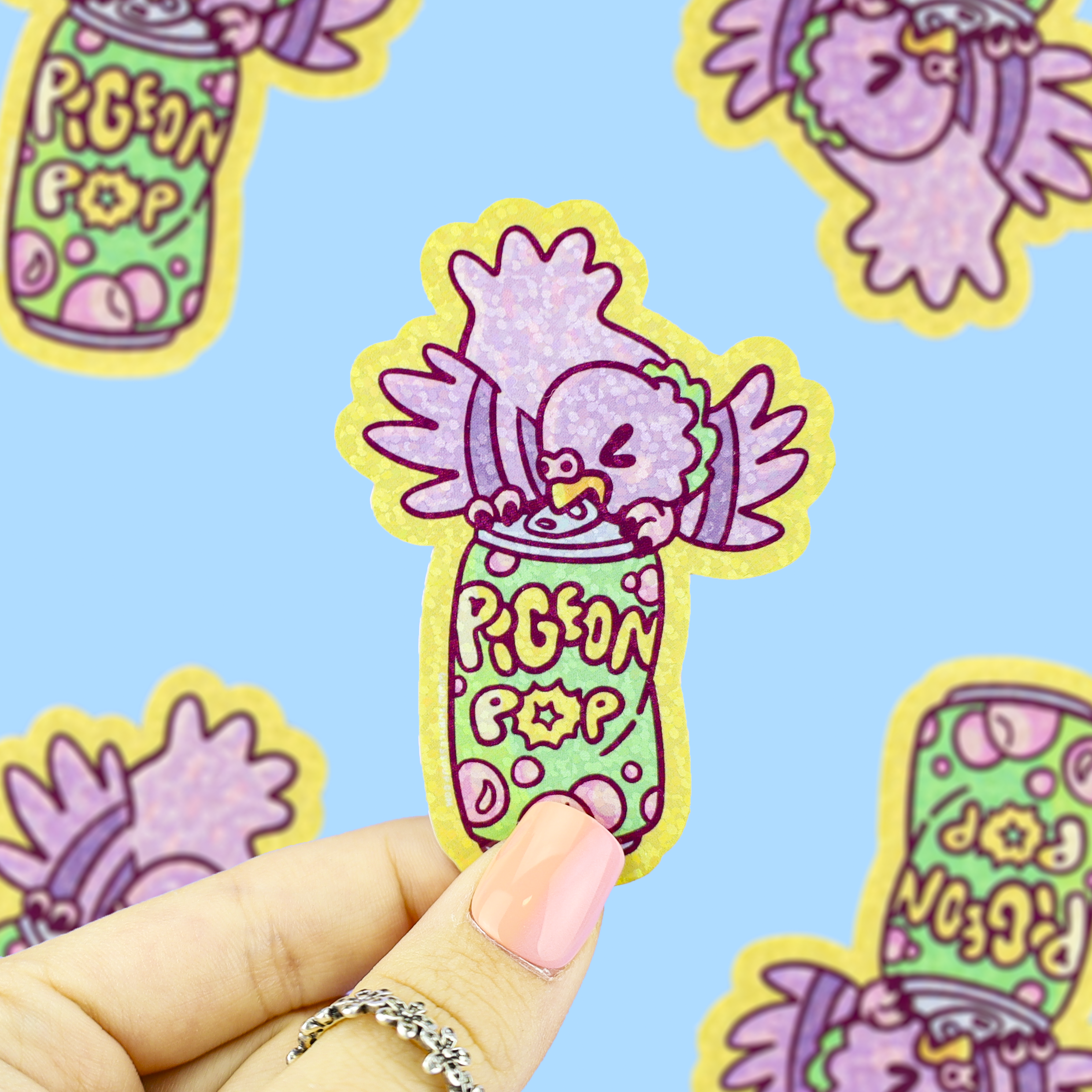 Pigeon Pop Glitter Sticker