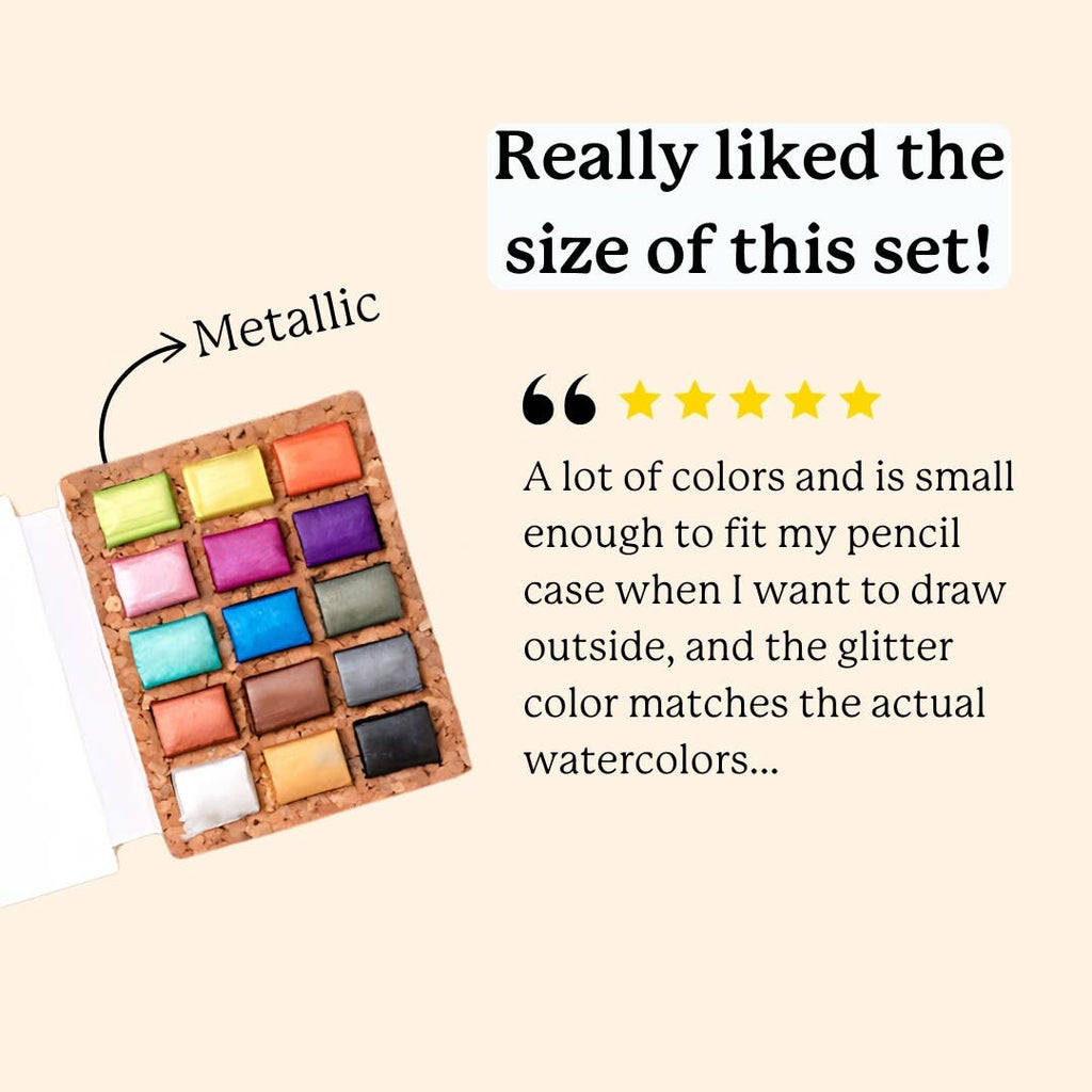 Mini Watercolor Pan - Metallic 15 Color Palette