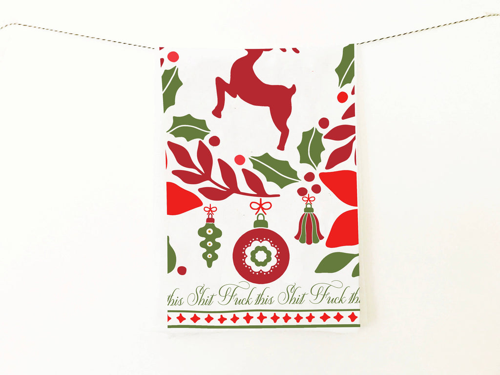 Fuck This Shit - RED/GREEN Funny Christmas Kitchen Towel