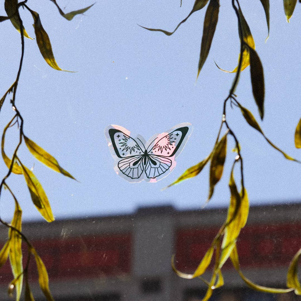 Black Moth Butterfly Mini Suncatcher Sticker