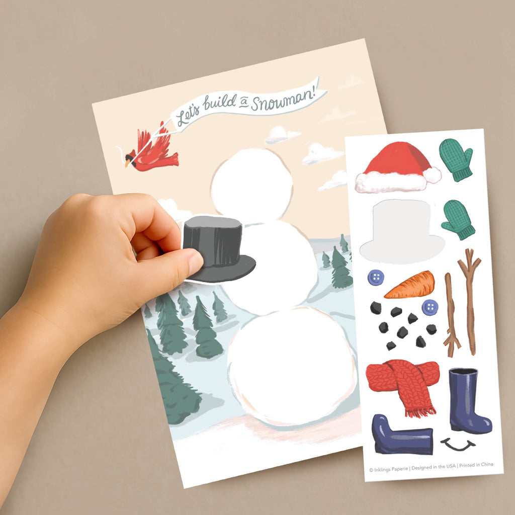 Sticker Scene Card - Build a Snowman