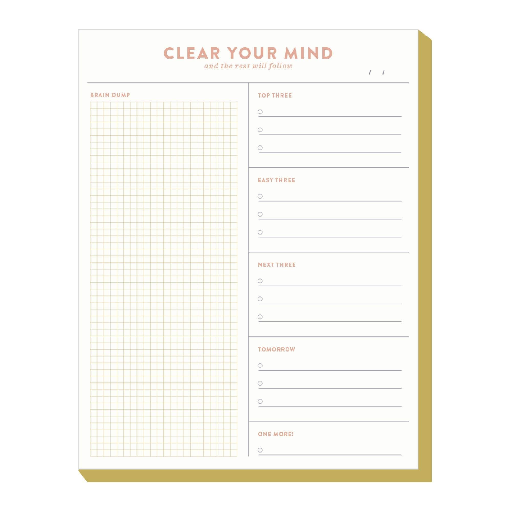 Clear Your Mind Brain Dump Notepad
