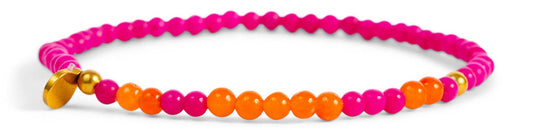 Morse Code Bracelet - Love - Bright Pink & Orange Quartz.