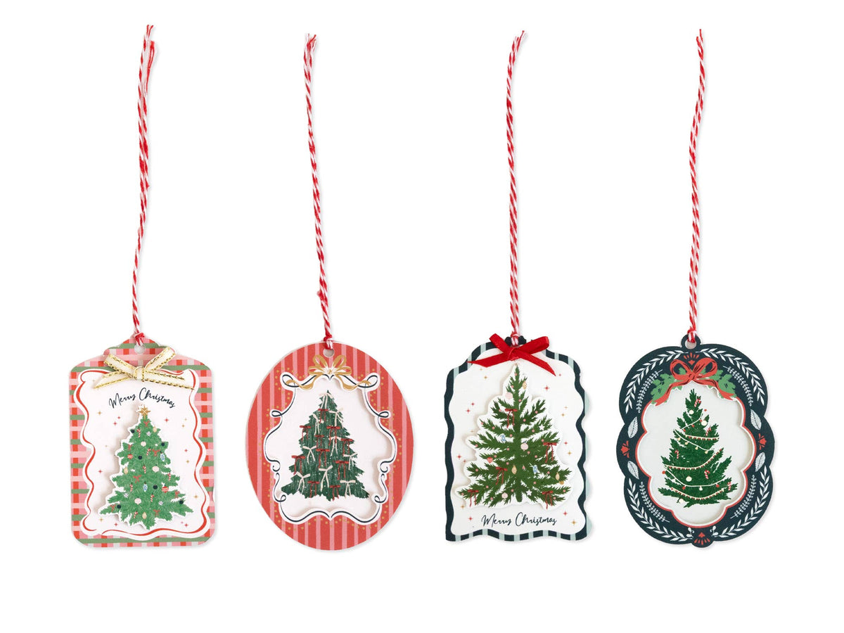 Vintage Trees Christmas Gift Tags-  Boxed Set of 16 tags