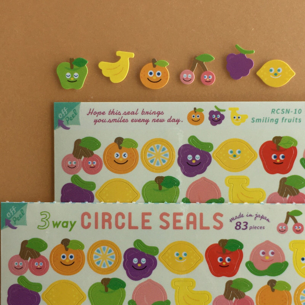 Smiling Fruit Circle Stickers